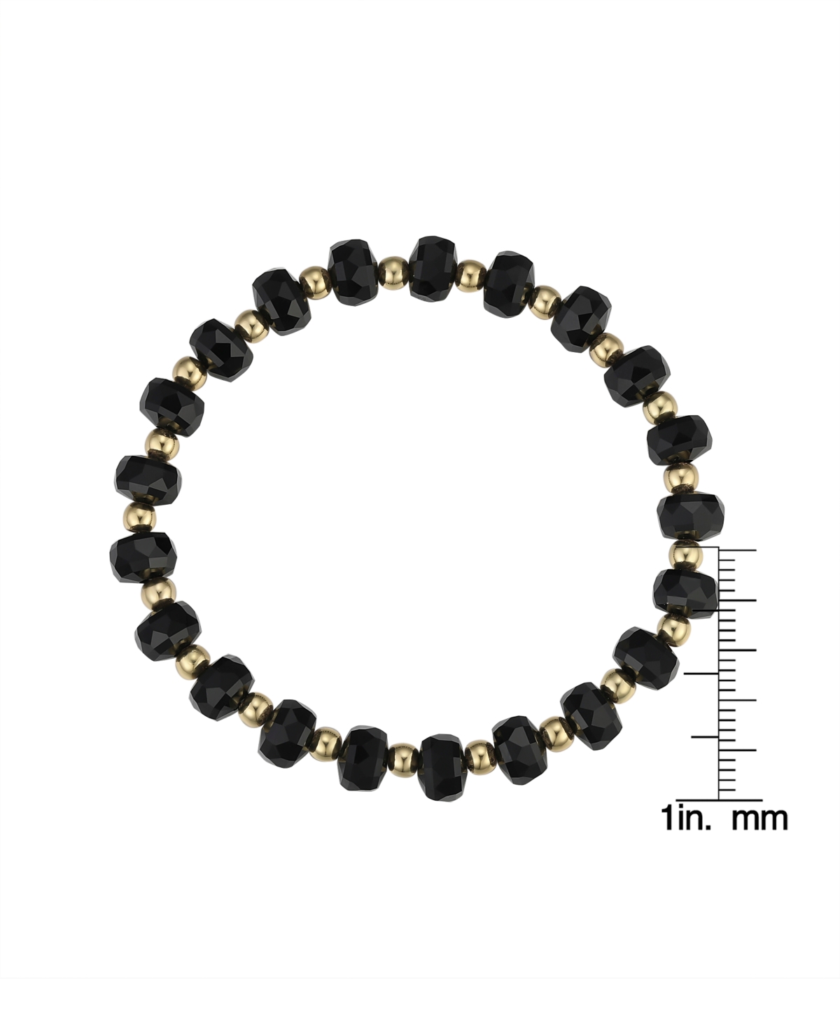 Macy's Black Crystal And 14k Gold Plated Ball Stretch Bracelet In Gold