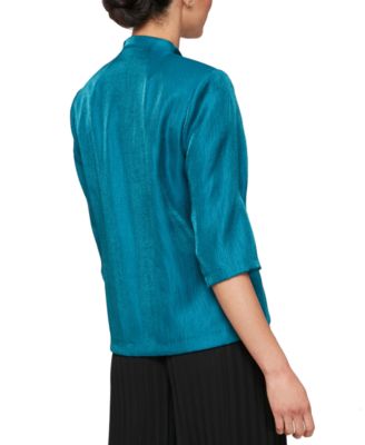 売れ筋商品|||アレックスイブニングス カットソー トップス レディース Women's Asymmetrical Wrap Blouse Teal Alex Evenings Women's Asymmetrical Wrap Blouse - Macy's
