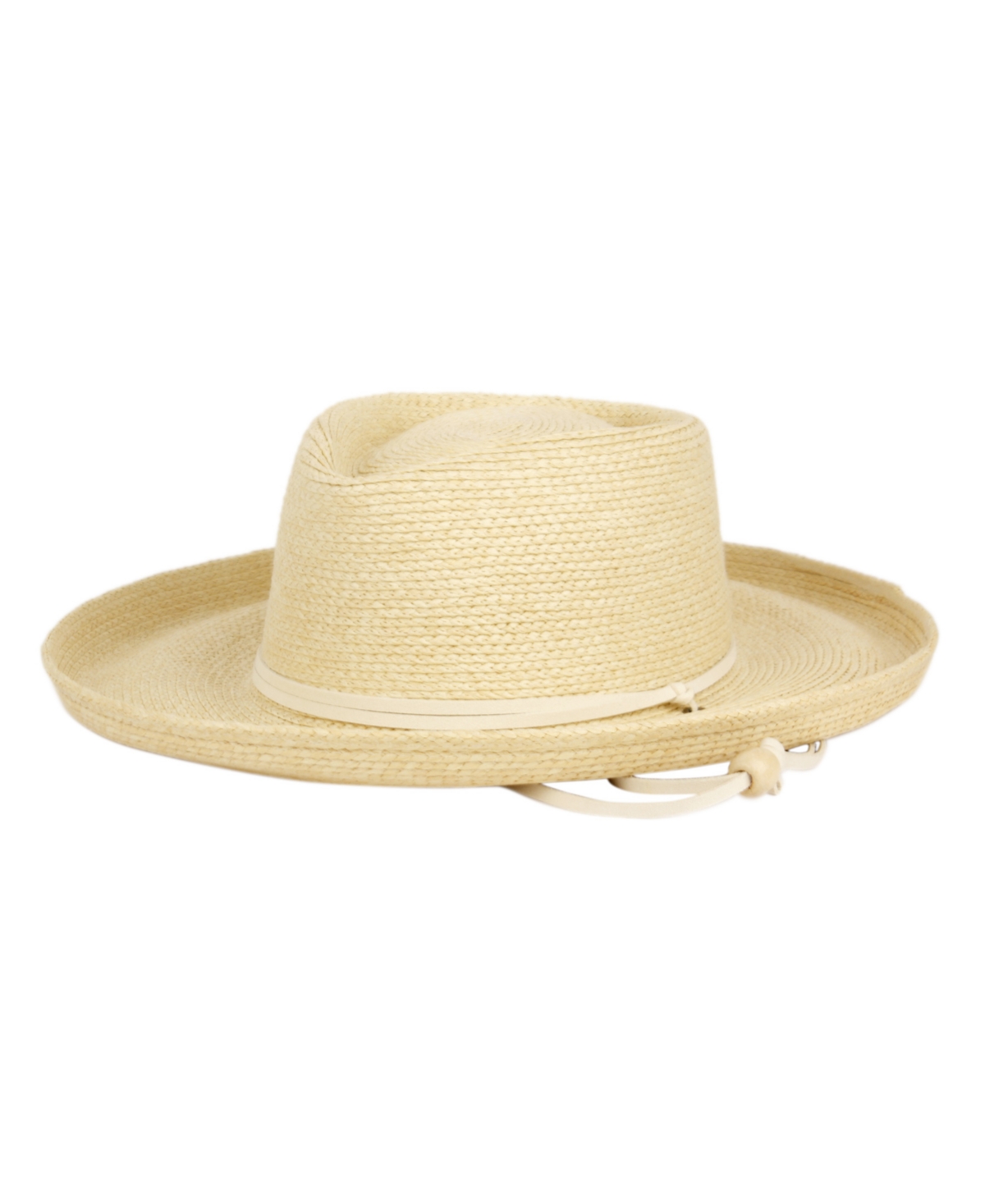 Straw Ferora Sun Hat with Chin Cord - Natural