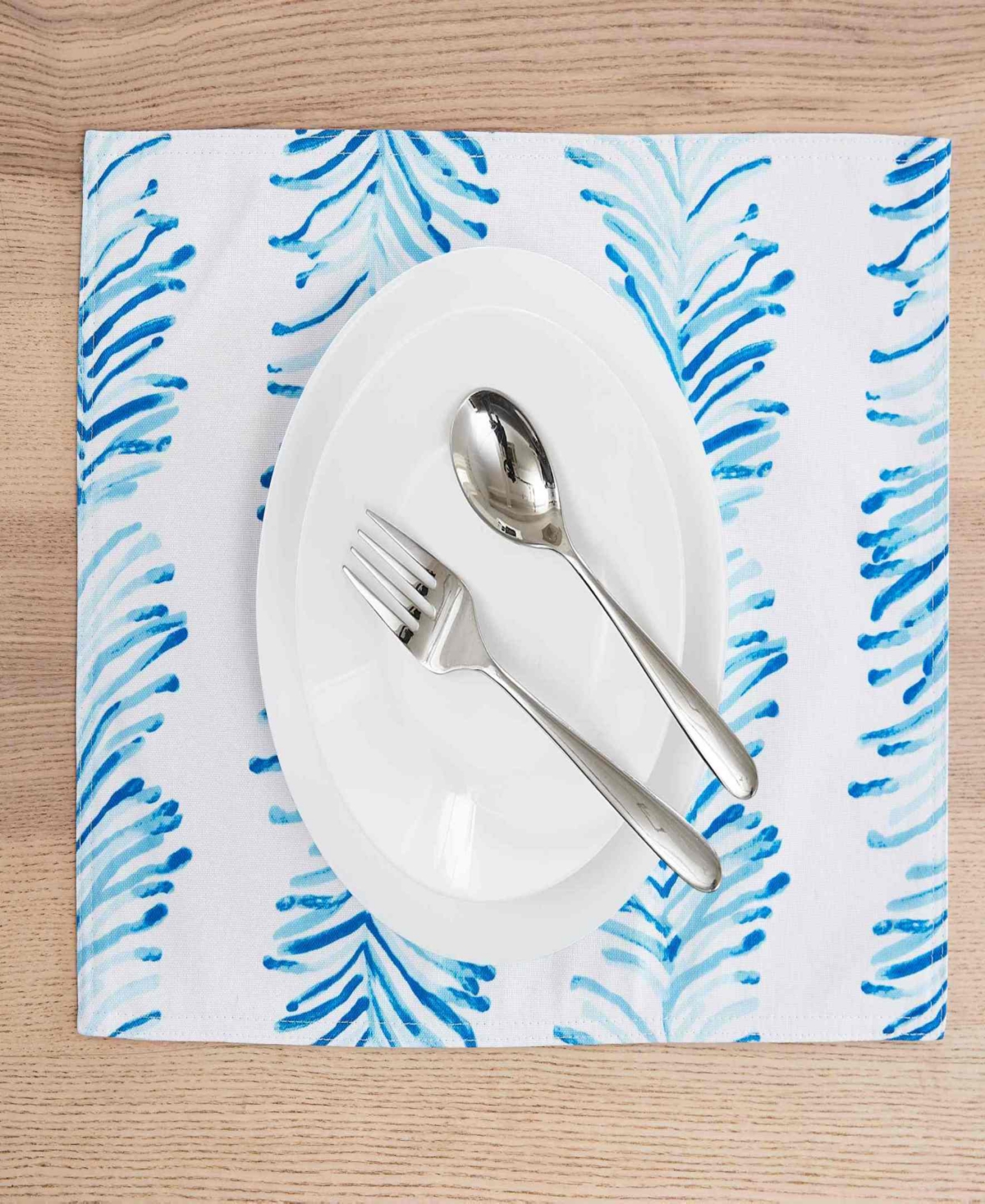 Avanti Seagrass Stripe Water-resistant Indoor And Outdoor Placemats, Set Of 4, 13" X 19" In Blue