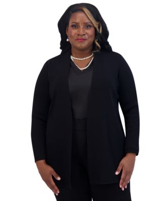 Women's Collarless Open-Front Cardigan