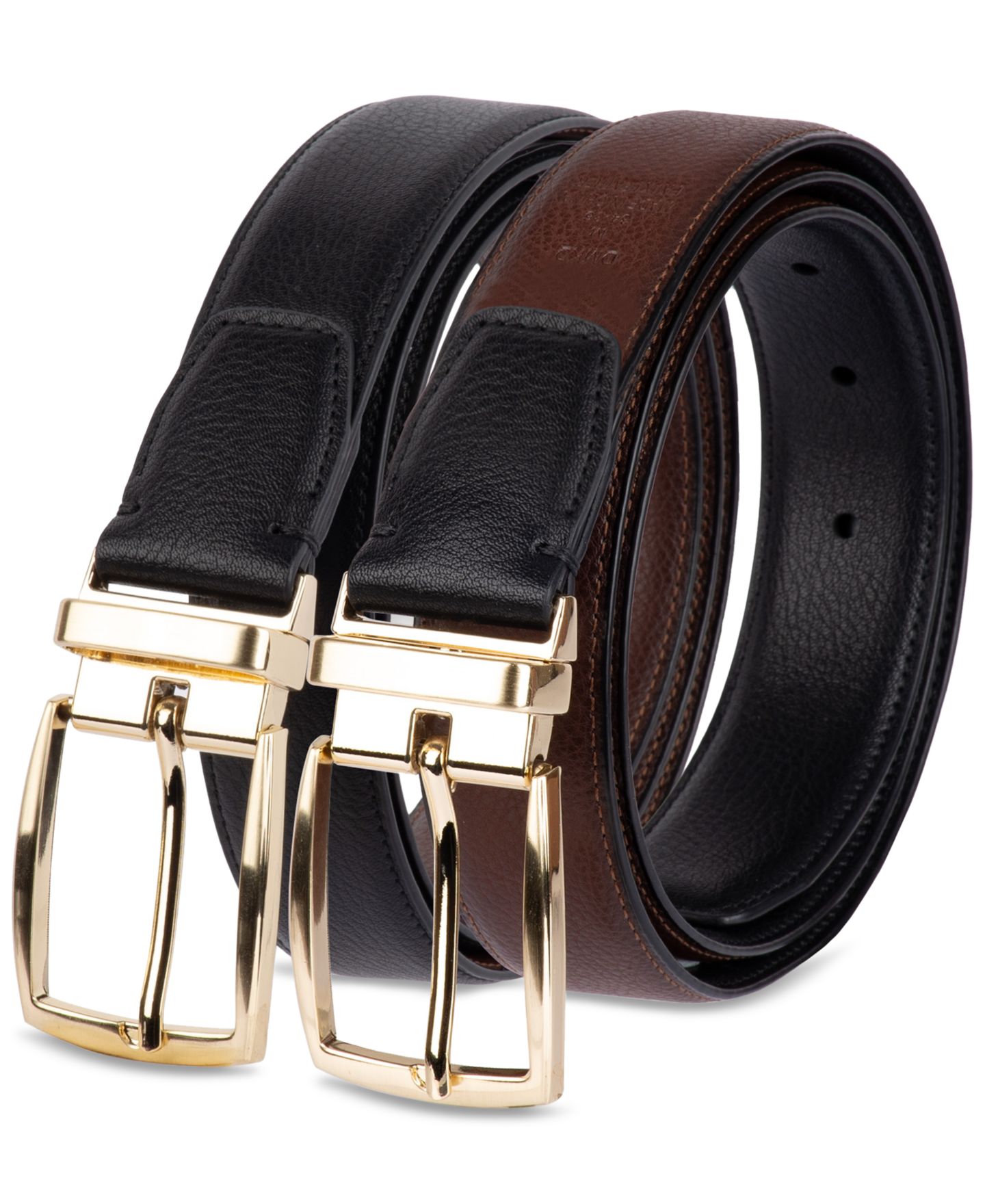 Мужской ремень Club Room 32MM Reversible Pebble Belt, цвет: Чёрный / Коньячный — фото 6
