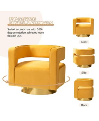 Carisa Contemporary Swivel 29.5" W Barrel Chair with Metal Base