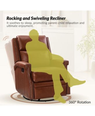 Echidna Transitional Genuine Leather Swivel Rocker Recliner