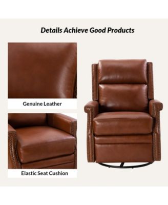 Echidna Transitional Genuine Leather Swivel Rocker Recliner