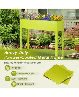 40" Raised Metal Garden Bed with Legs and Drainage Hole, Elevated Planter Box for Backyard