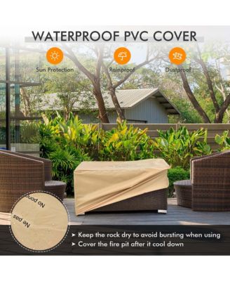6PCS Patio Rattan Furniture Set 32'' Fire Pit Table Tank Holder with Cover