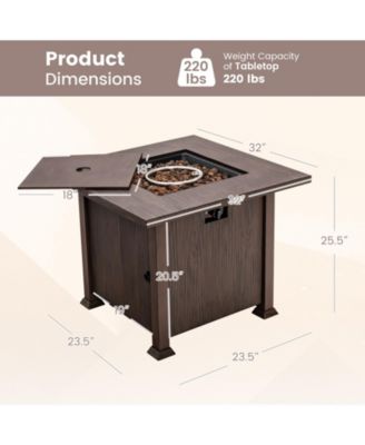 32'' Patio Square Fire Pit Table 50,000 BTU Propane Gas Table