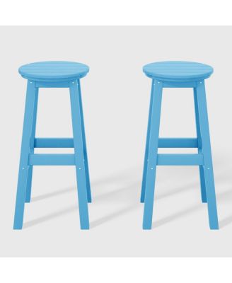 29" HDPE Outdoor Patio Round Bar Stool Set of 2
