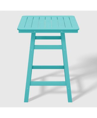 5-Piece HDPE Outdoor Patio Dining Bar Bistro Table Set with Counter High Stools