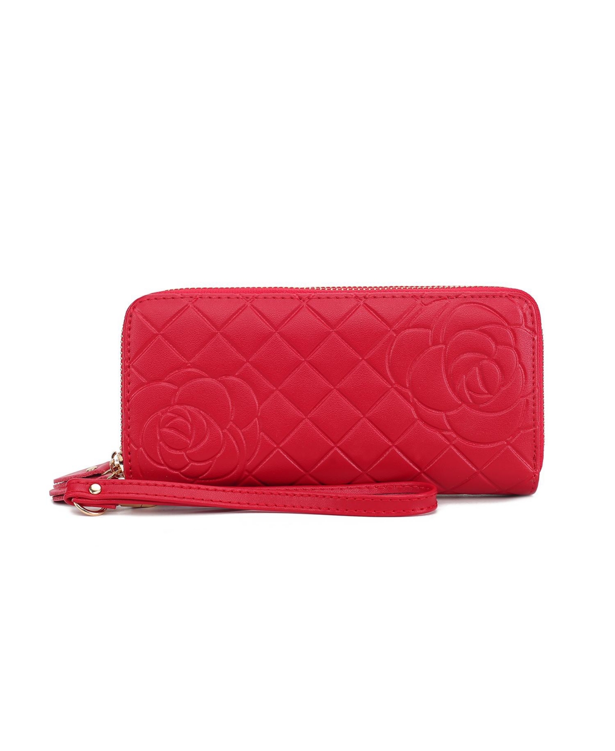 Mkf Collection Honey Genuine Material Quilted Flower-Embossed Wristlet Wallet by Mia K