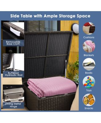 8PCS Outdoor Patio Rattan Furniture Set Cushioned Loveseat Storage Table Navy