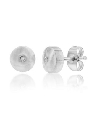 Stainless Steel, Set of 3 CZ Stud Earrings