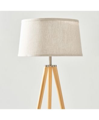 Emma 61" LED Contemporary Tripod Floor Lamp with Wooden Legs