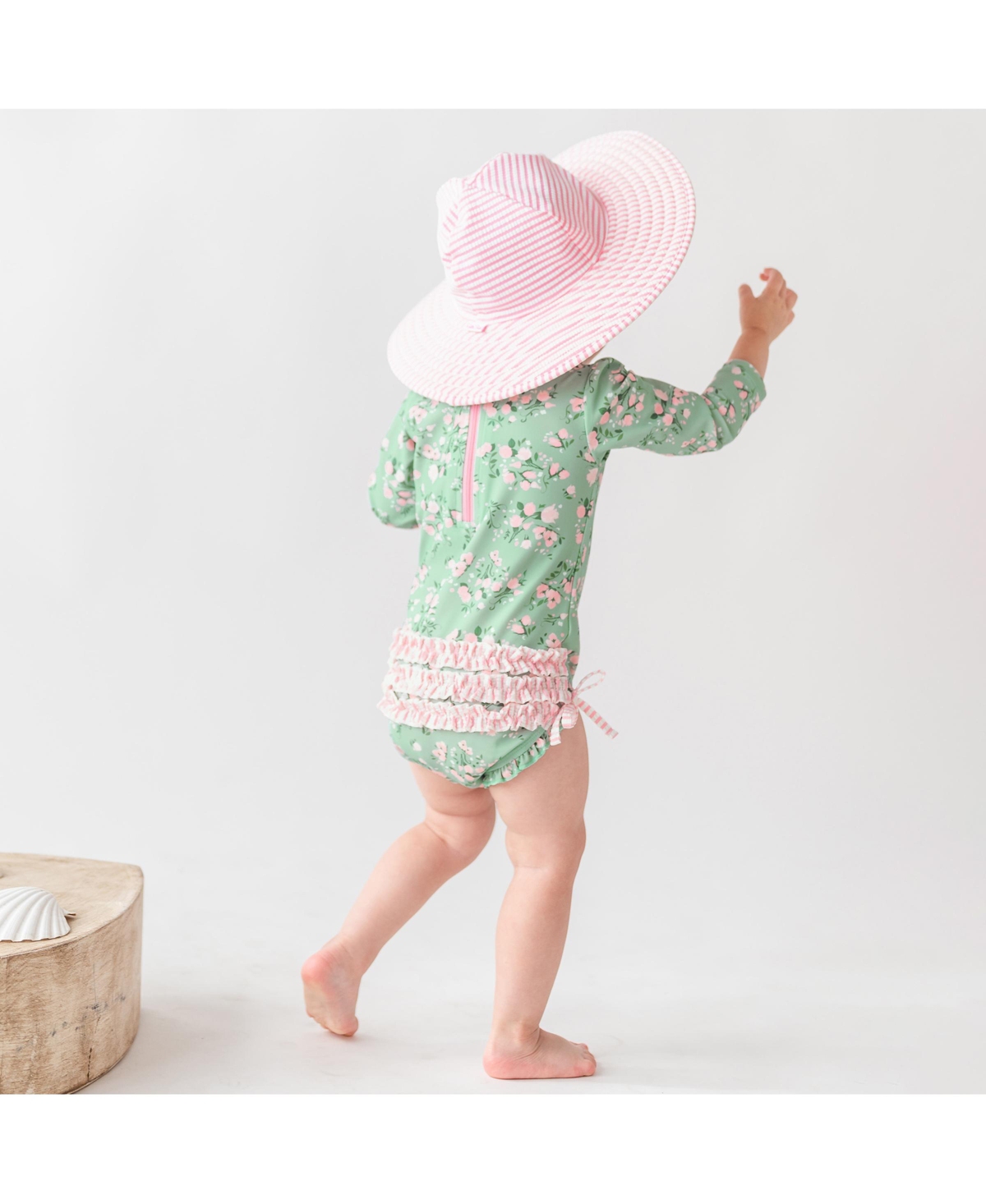 RuffleButts Baby Girls Long Sleeve One Piece Rash Guard
