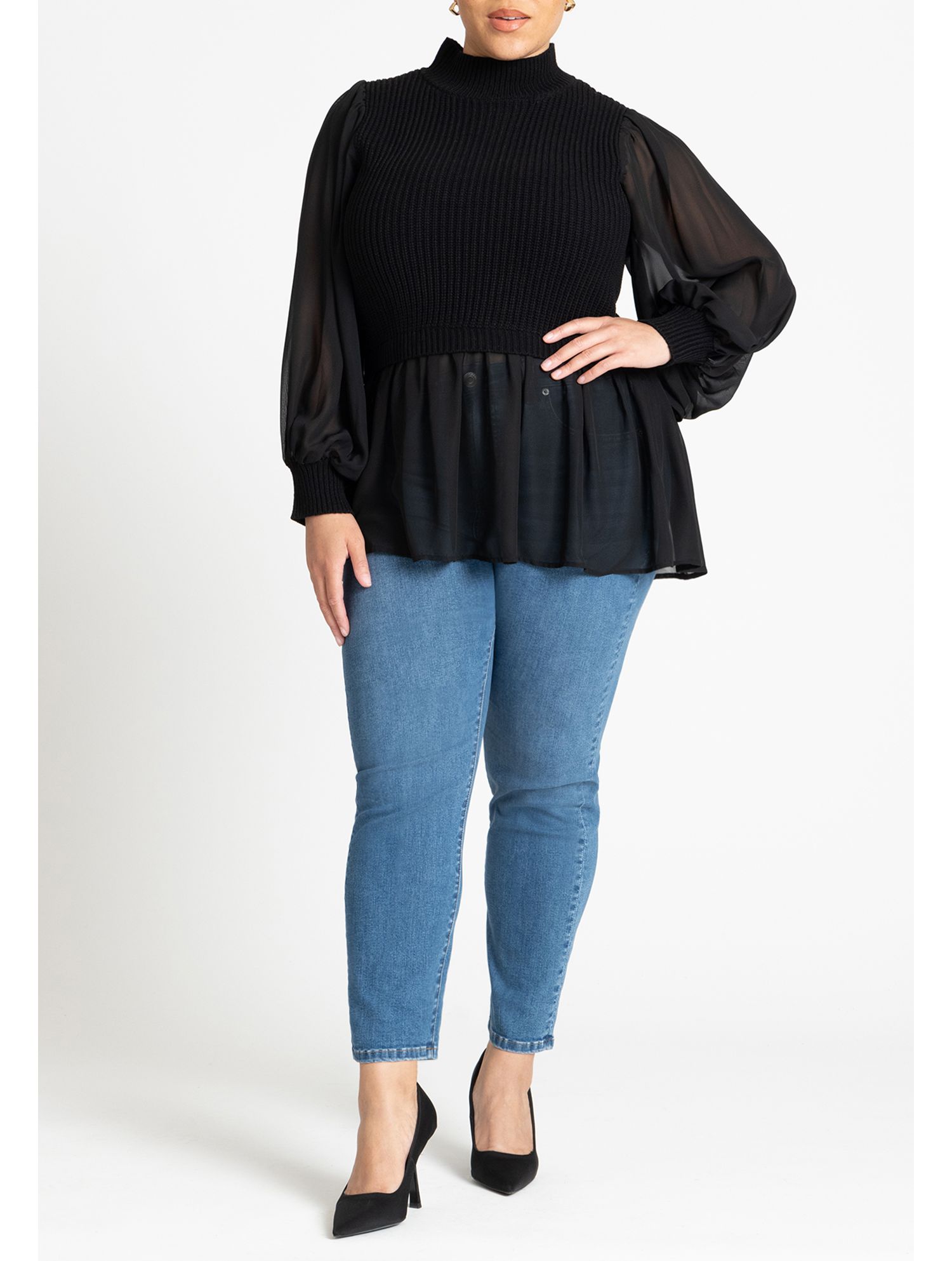 Women's Twofer Sweater With Chiffon
