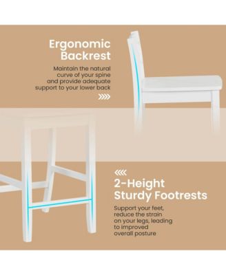 24-Inch Wooden Bar Stools Set of 4 with Ergonomic Backrest Counter Height Stools