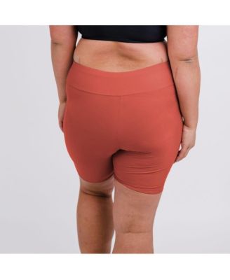 Plus Size Chlorine Resistant High Waisted Mid-Thigh Swim Shorts