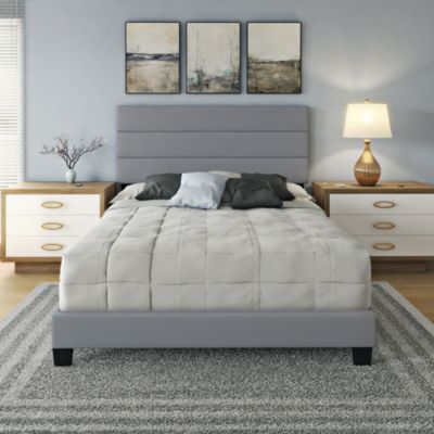 Piedmont Leatherette Upholstered Platform Bed Frame with Adjustable Headboard - No Box Spring Required