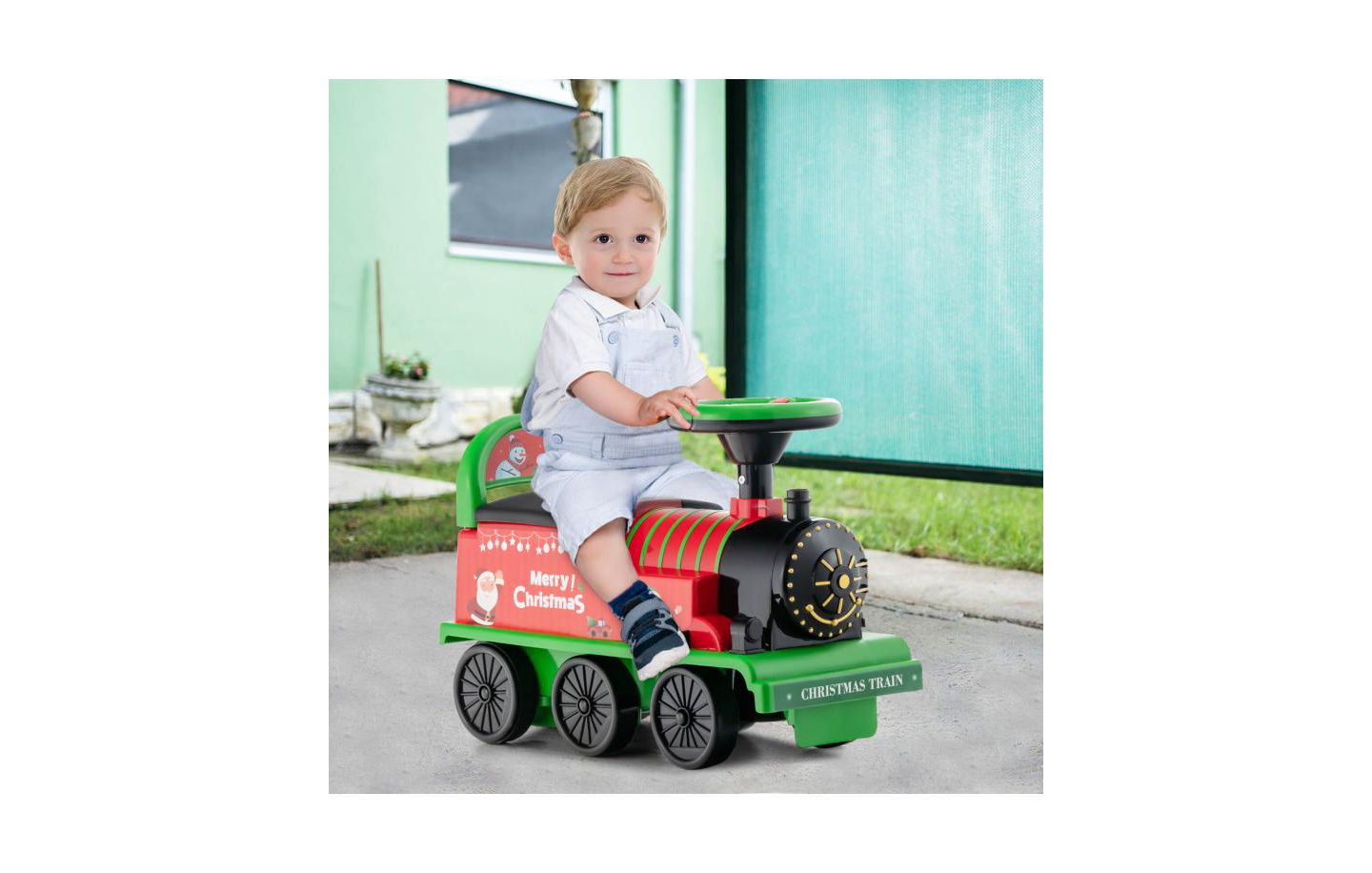 Детские игрушки Slickblue Electric Ride-On Train with 16-Piece Tracks, Ages 3+, цвет: Зелёный — фото 4