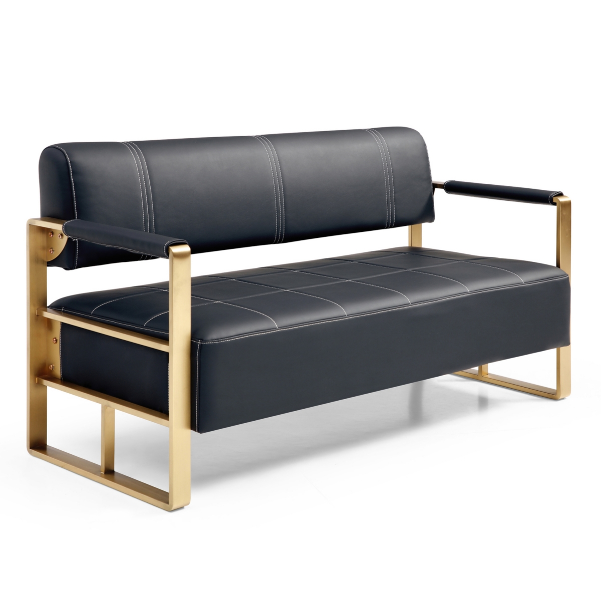 Simplie Fun 57.9" Width Modern Upholstery Faux Bonded Leather Loveseat Sofa