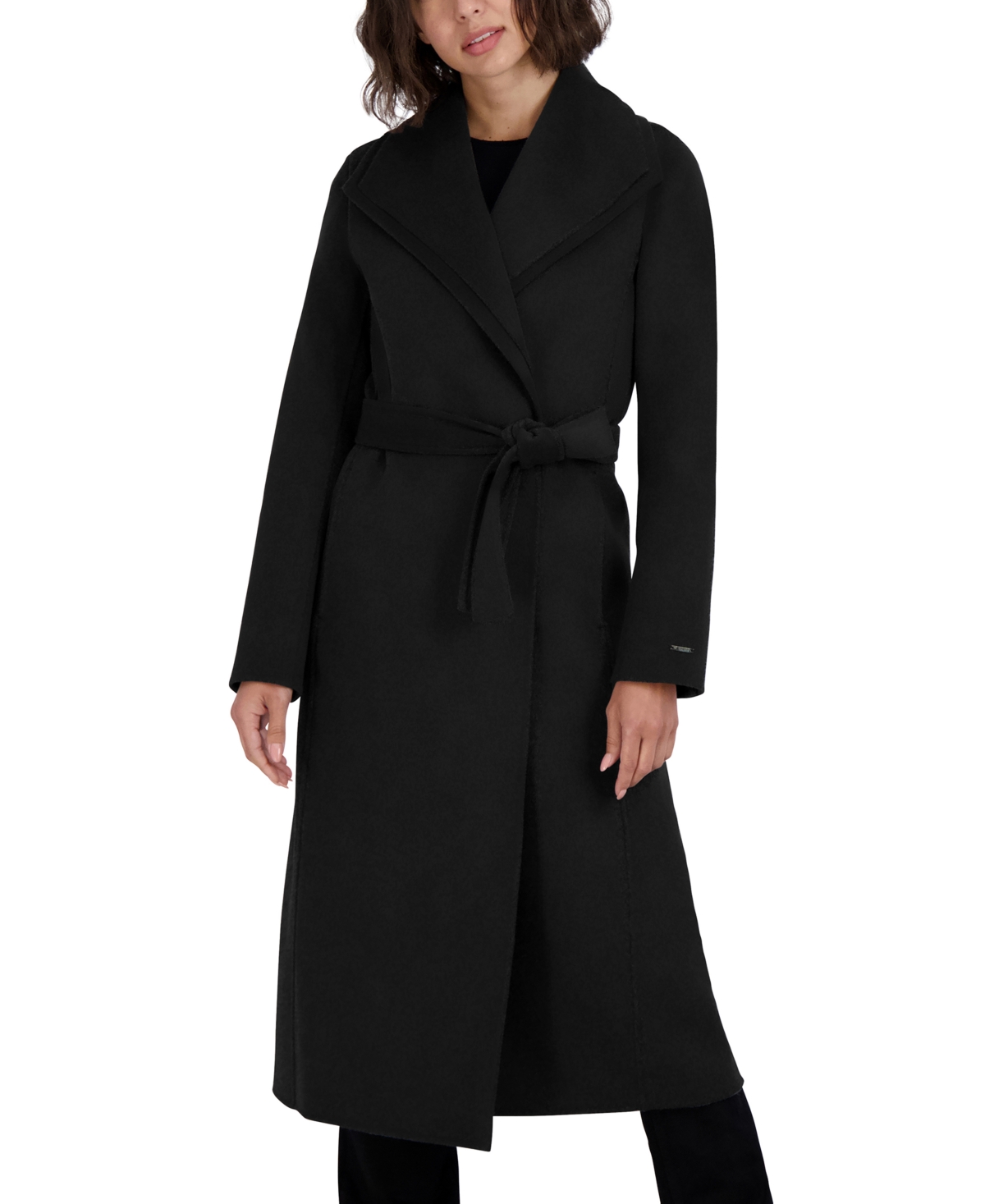 Tahari Women's Belted Wing-Collar Wrap Coat