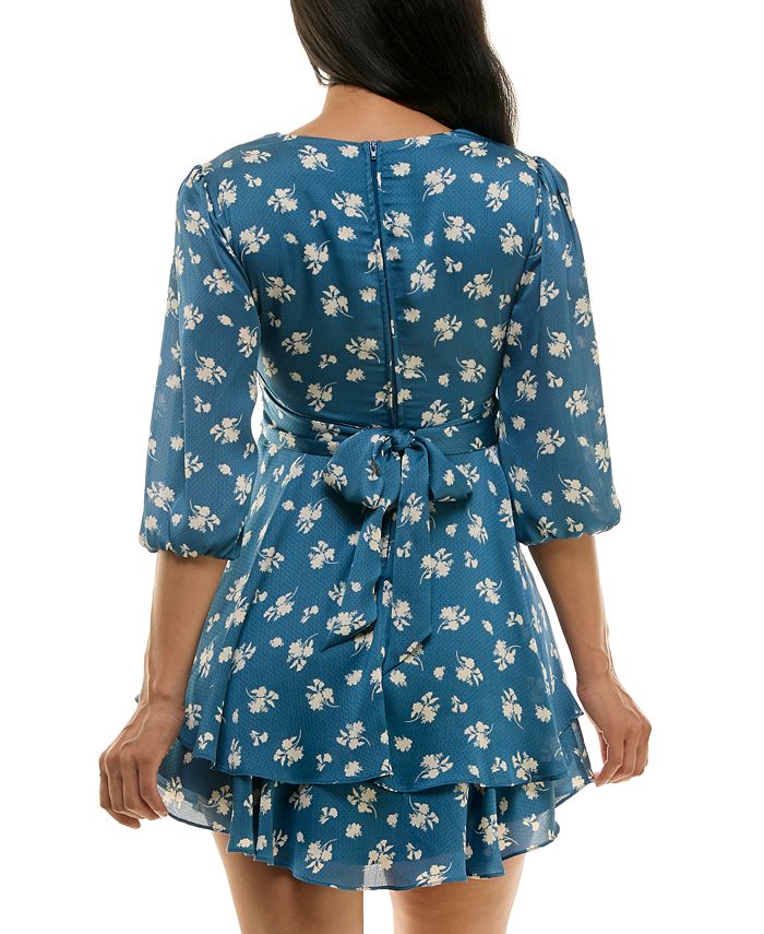 Wavlynn White Silk Chiffon Vacation Dress With Tie-Waist And Tiered Layers Teal Belt Accent