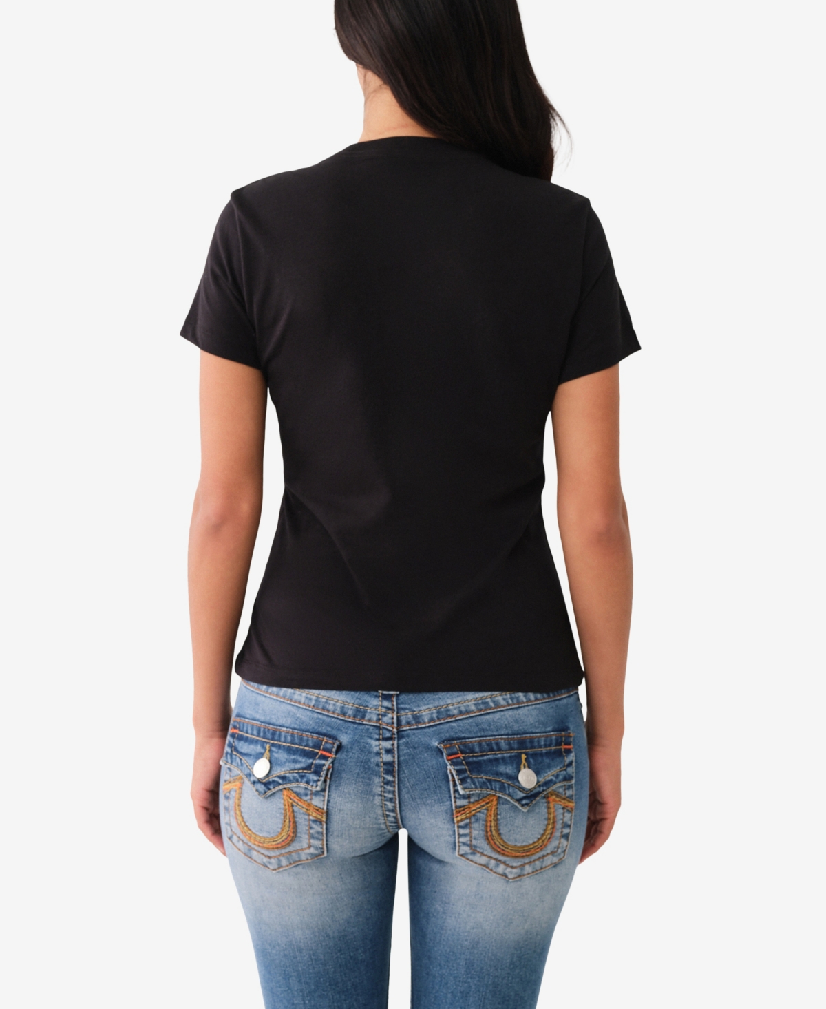 Shop True Religion Women's Short Sleeve Multi Stitch Horseshoe Crew Tee In White