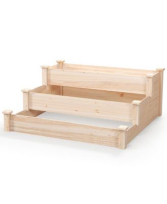 3-Tier Wooden Raised Garden Bed for Backyard Patio Gardening