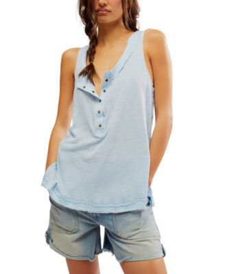 Free People - Women's Love Language Solid Henley Tank