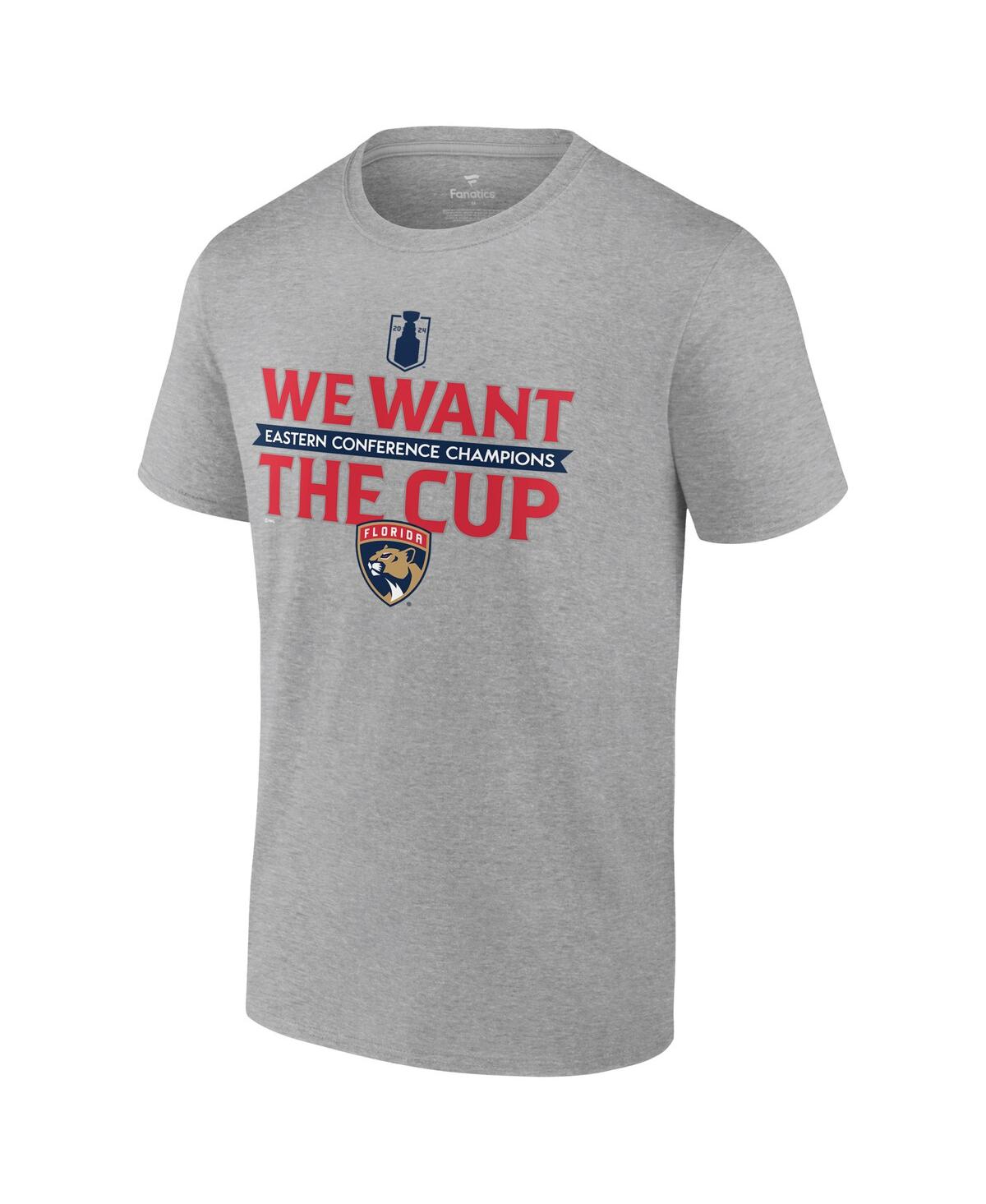 Fanatics Men'sFlorida Panthers 2024 Eastern Conference Champions We Want the Cup T-Shirt - Steel