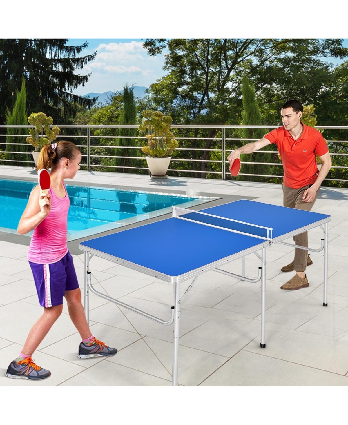 Slickblue Inch Portable Tennis Ping Pong Folding Table with Accessories
