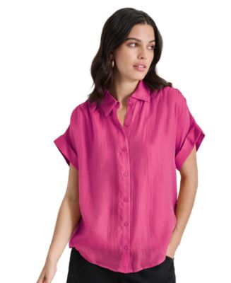 DKNY Women's Short-Sleeve Button-Front Shirt - Macy's