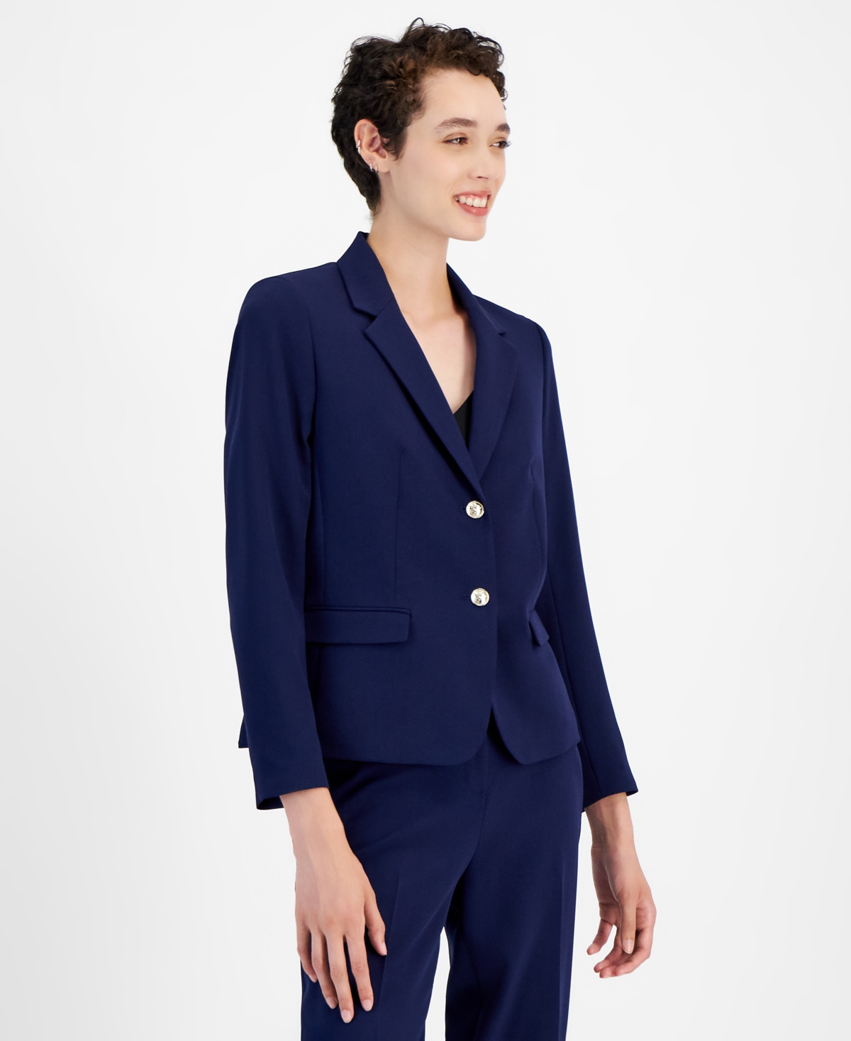 Two-Button Blazer, Regular and Petite - Black