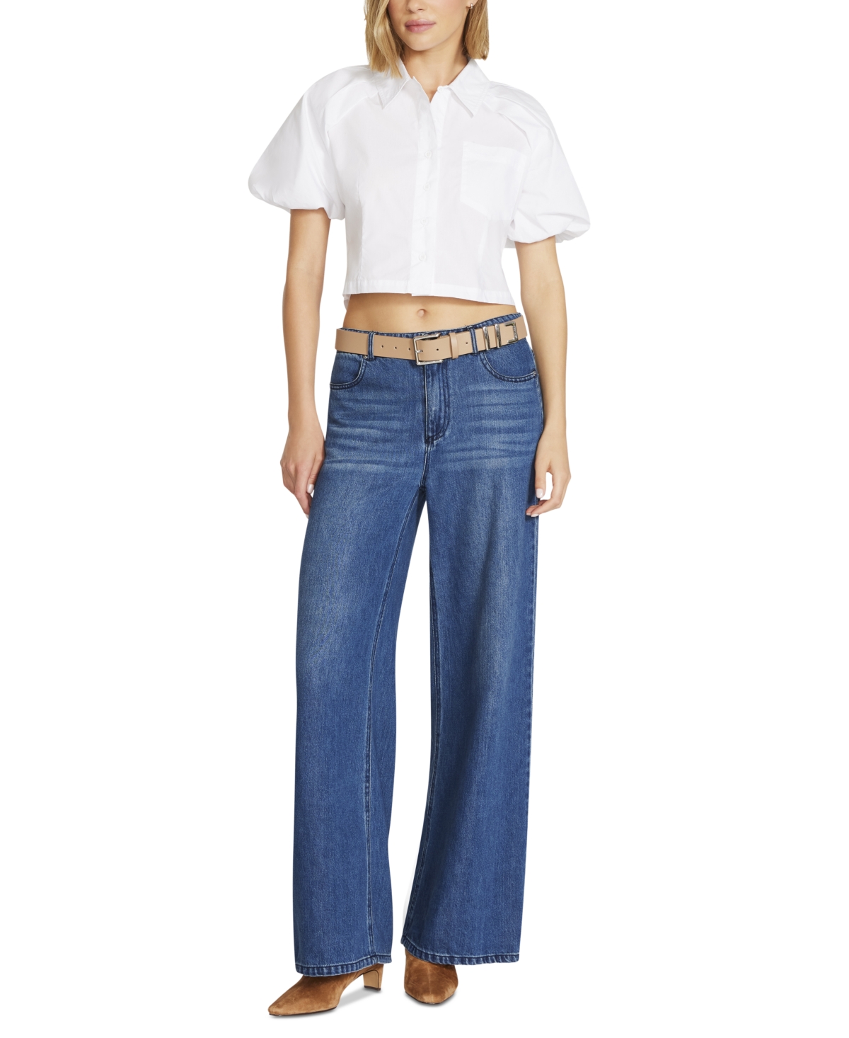 Steve Madden Women's Textured Double-Keeper Belt