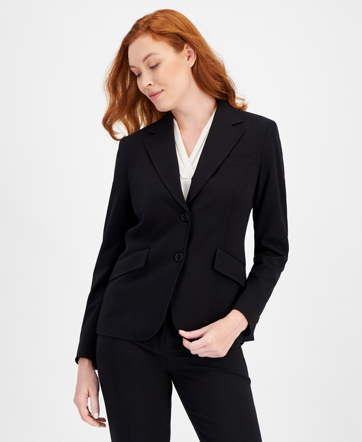 Bi-Stretch Two-Button Blazer - Black