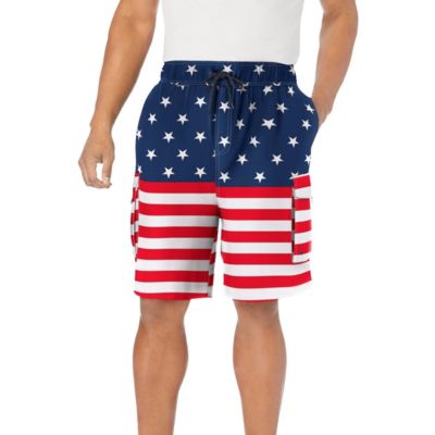 Big & Tall 8" Printed Cargo Swim Trunks