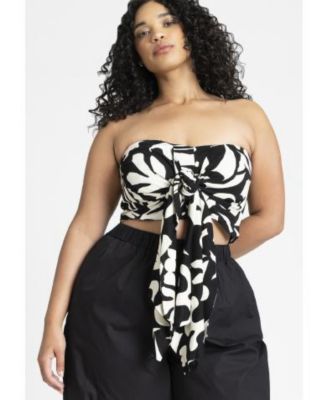 Women's Plus Size Tie Front Scarf Top