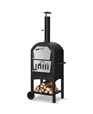 Wood Fire Outdoor Pizza Oven Grill with Pizza Stone and Waterproof Cover