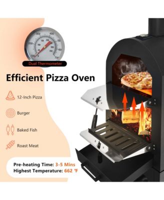 Wood Fire Outdoor Pizza Oven Grill with Pizza Stone and Waterproof Cover