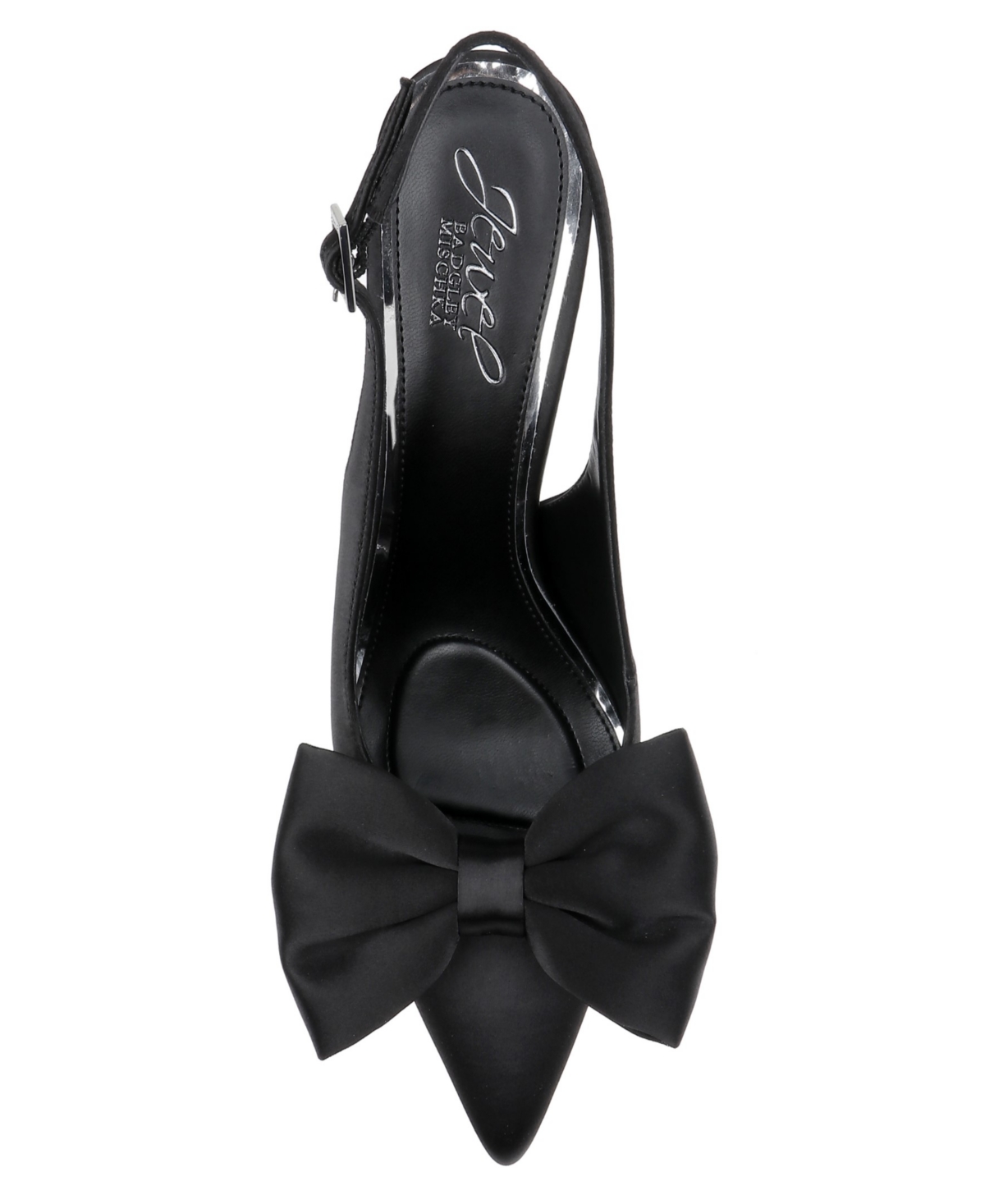 Jewel Badgley Mischka Kourtnay Slingback Pointed Toe Pump In Black Satin