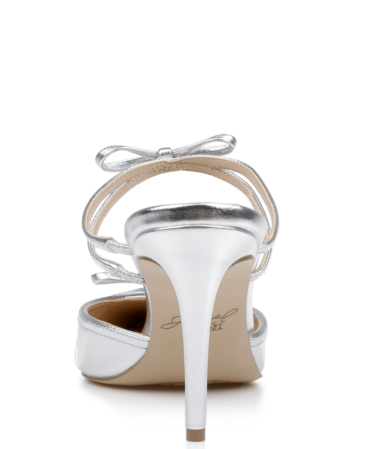 Jewel Badgley Mischka Klarise Pointed Toe Mule In Silver Metallic Fabric