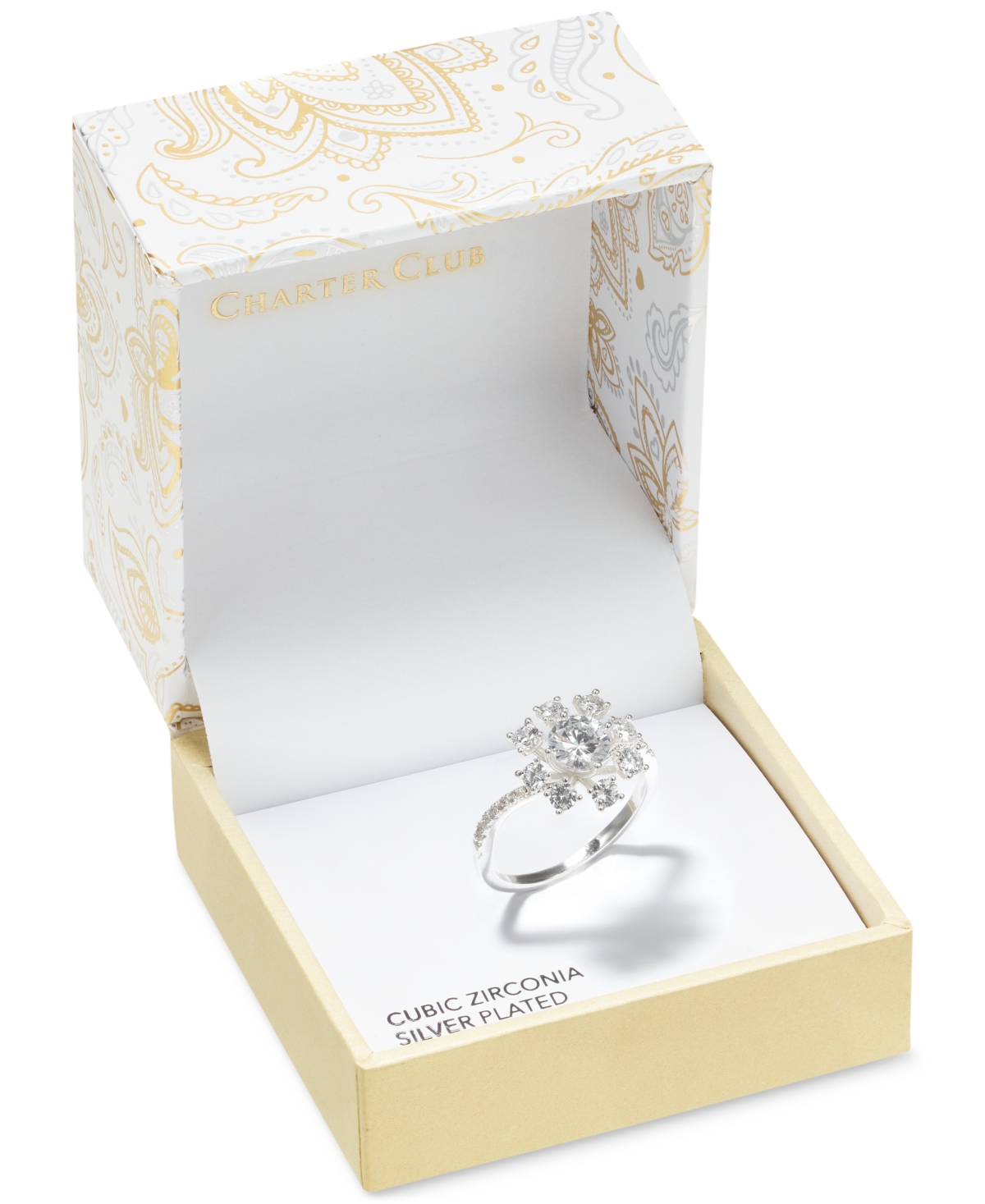 Charter ClubTone Cubic Zirconia Cluster Ring, Created for Macy's - Silver