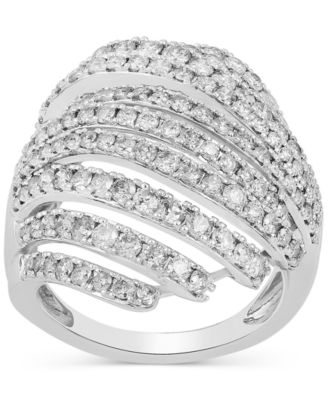Macy's - Diamond Multirow Statement Ring (2 ct. t.w.) in 10k White Gold