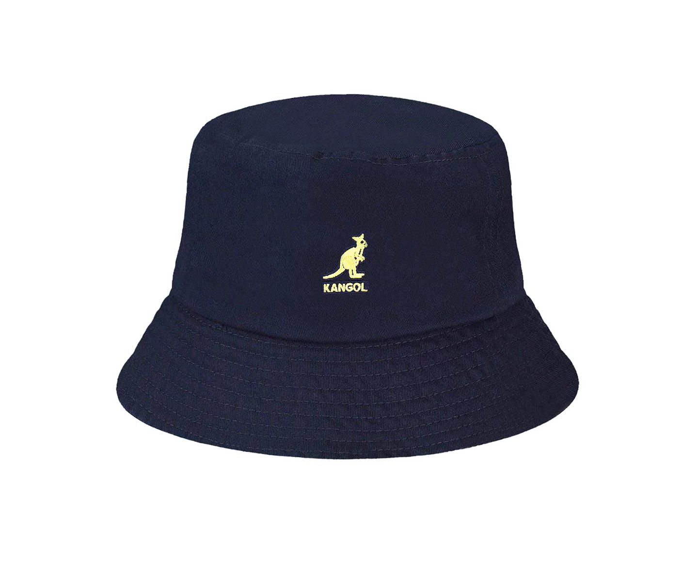 Мужская панама Kangol Washed Bucket Hat, цвет: Тёмно-синий — фото 1