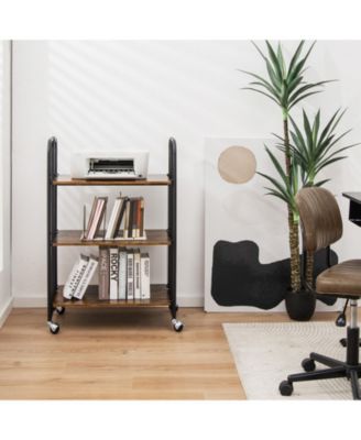 Foldable Rolling Cart with Storage Shelves for Kitchen