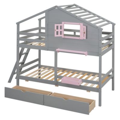 Streamdale Twin Bunk Bed with Drawers, Storage, and Playhouse