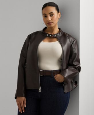 Lauren Ralph Lauren - Plus Size Leather Moto Jacket