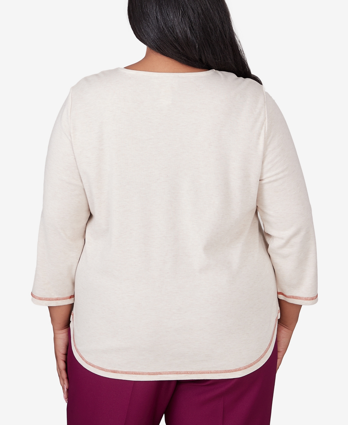 Alfred Dunner Alf Dunner Plus Size Classic Sunflowers And Birds Top In Oatmeal