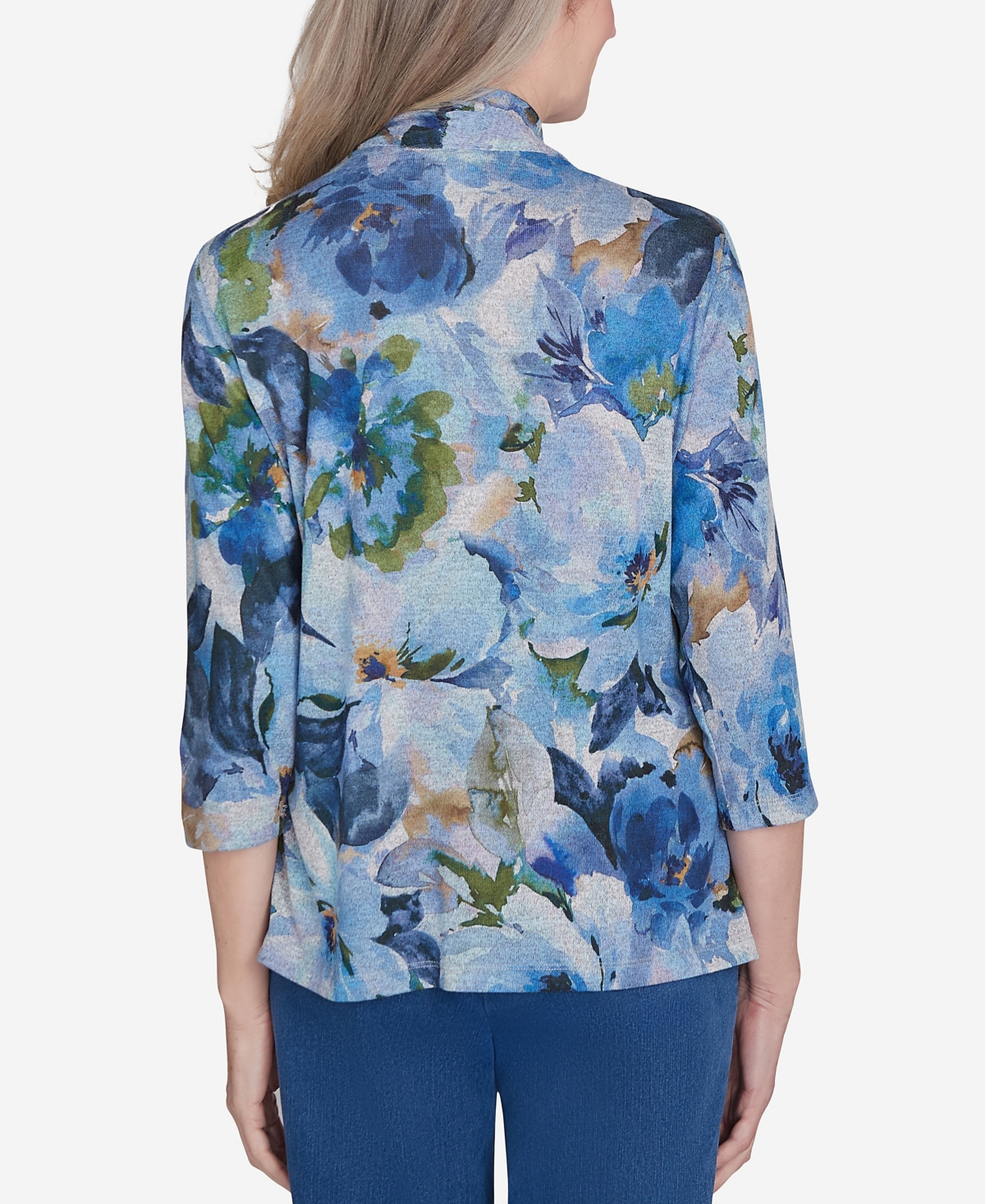 Alfred Dunner Classic Watercolor Floral Melange Two in One Top